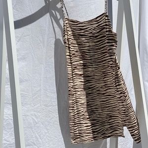 Brown Zebra Print Slip Dress